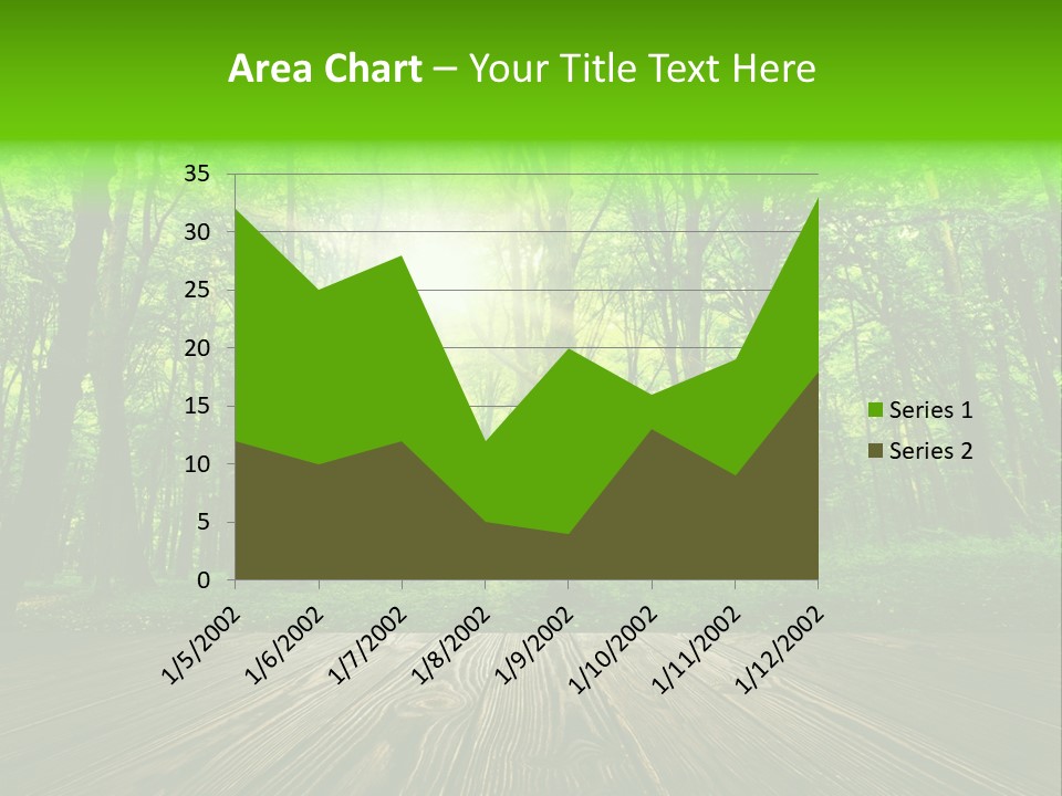 A Wooden Deck In A Forest With The Sun Shining Through The Trees PowerPoint Template