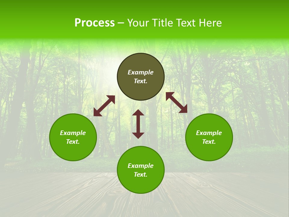 A Wooden Deck In A Forest With The Sun Shining Through The Trees PowerPoint Template
