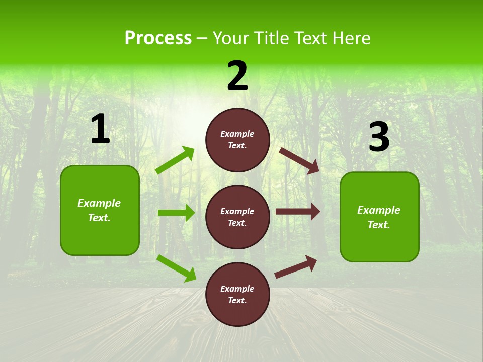A Wooden Deck In A Forest With The Sun Shining Through The Trees PowerPoint Template