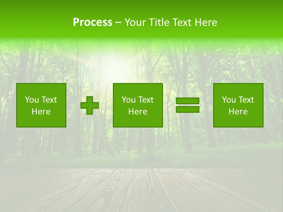 A Wooden Deck In A Forest With The Sun Shining Through The Trees PowerPoint Template
