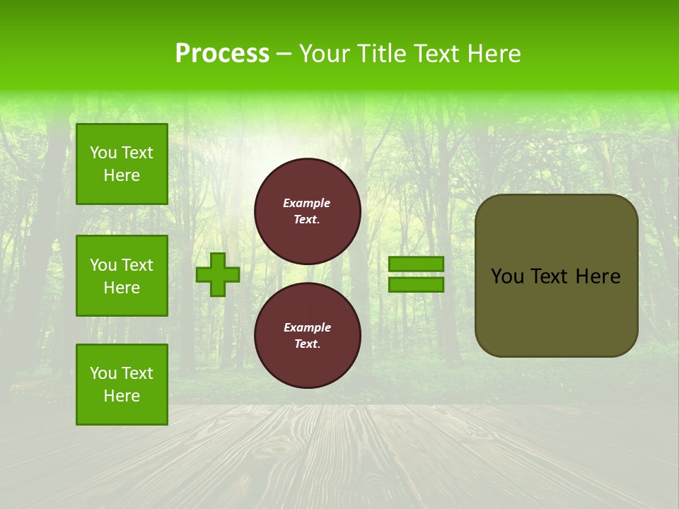 A Wooden Deck In A Forest With The Sun Shining Through The Trees PowerPoint Template