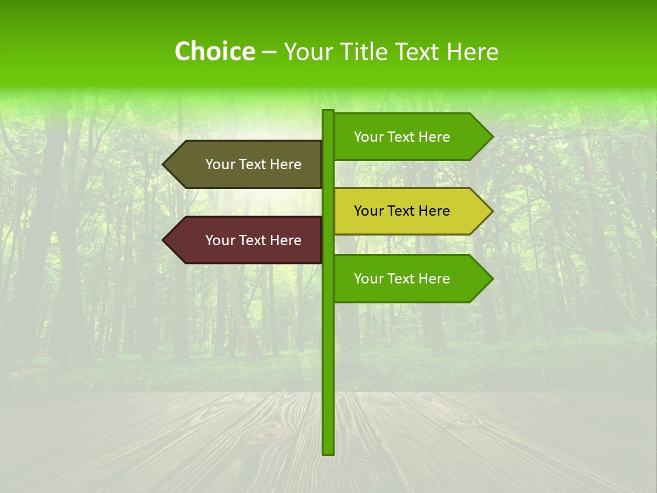 A Wooden Deck In A Forest With The Sun Shining Through The Trees PowerPoint Template