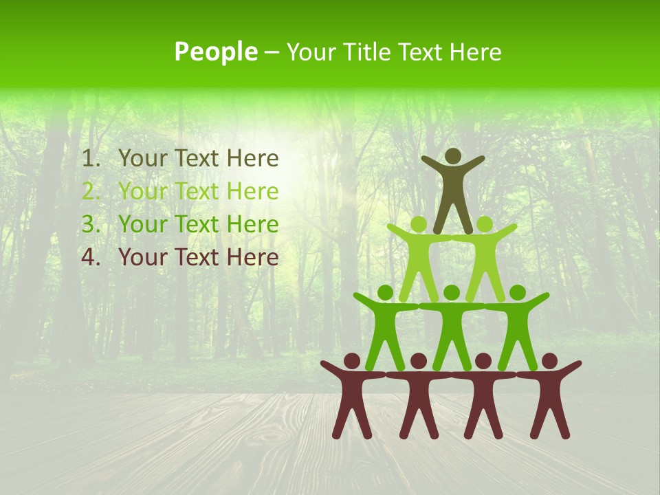 A Wooden Deck In A Forest With The Sun Shining Through The Trees PowerPoint Template