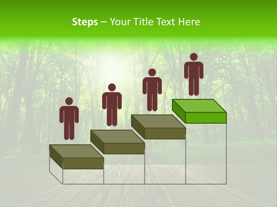 A Wooden Deck In A Forest With The Sun Shining Through The Trees PowerPoint Template