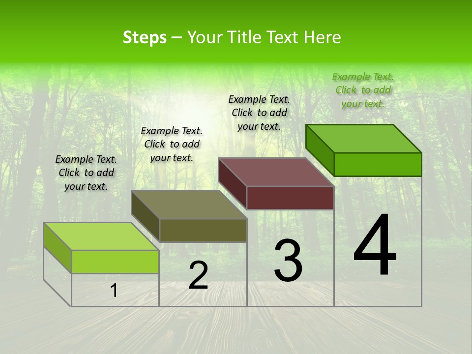 A Wooden Deck In A Forest With The Sun Shining Through The Trees PowerPoint Template