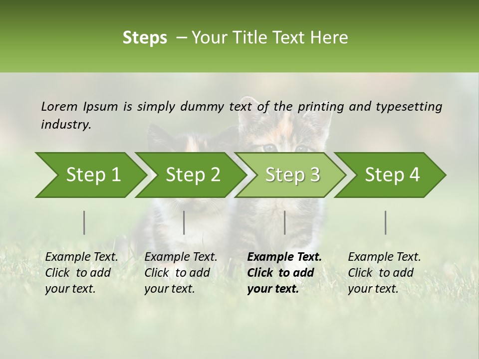 Two Small Kittens Are Sitting In The Grass PowerPoint Template