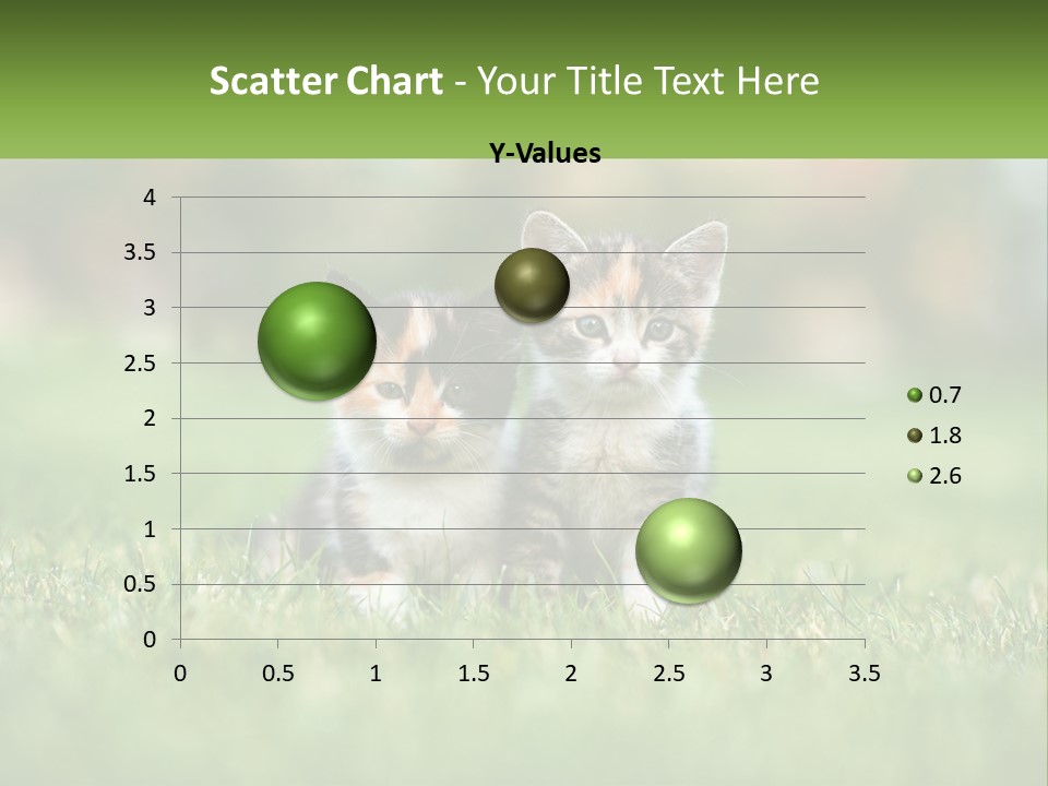 Two Small Kittens Are Sitting In The Grass PowerPoint Template