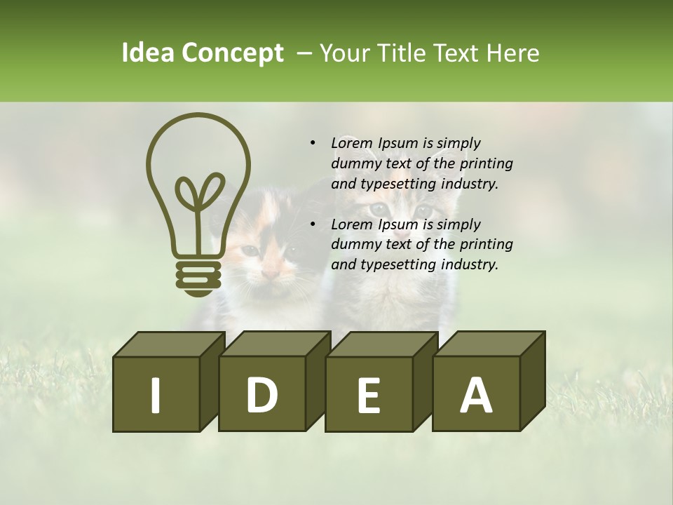 Two Small Kittens Are Sitting In The Grass PowerPoint Template