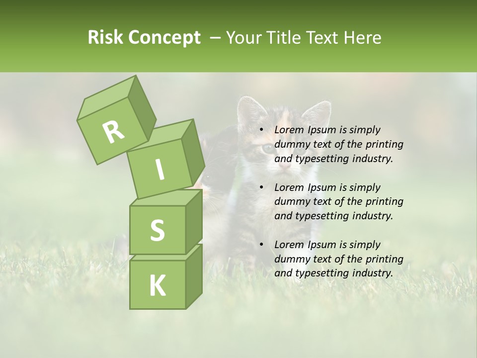 Two Small Kittens Are Sitting In The Grass PowerPoint Template