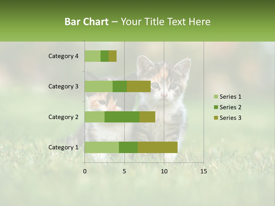 Two Small Kittens Are Sitting In The Grass PowerPoint Template