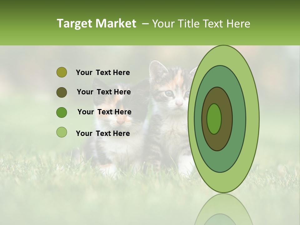 Two Small Kittens Are Sitting In The Grass PowerPoint Template