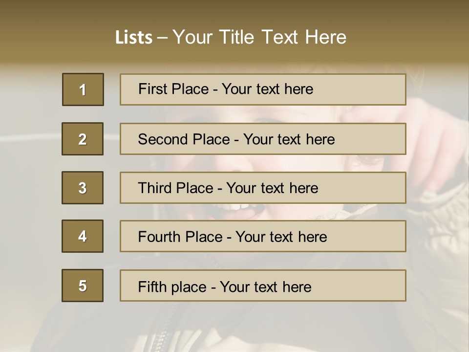 A Young Boy Is Smiling And Pointing At The Camera PowerPoint Template
