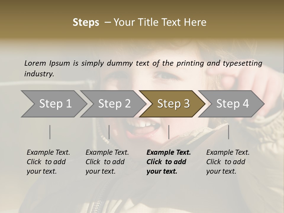 A Young Boy Is Smiling And Pointing At The Camera PowerPoint Template