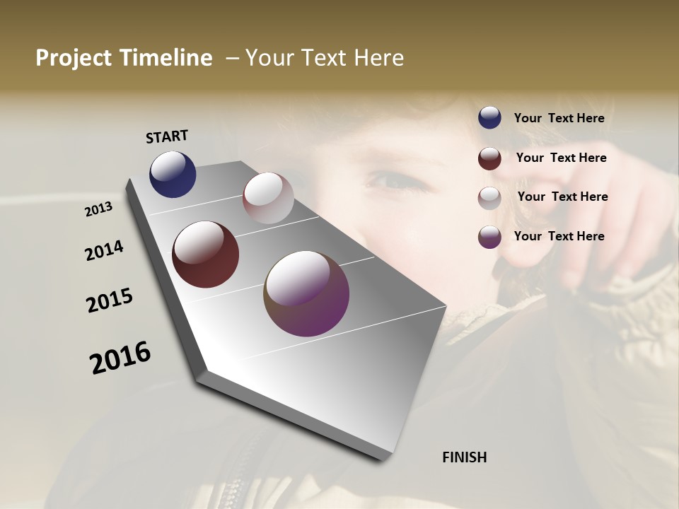 A Young Boy Is Smiling And Pointing At The Camera PowerPoint Template