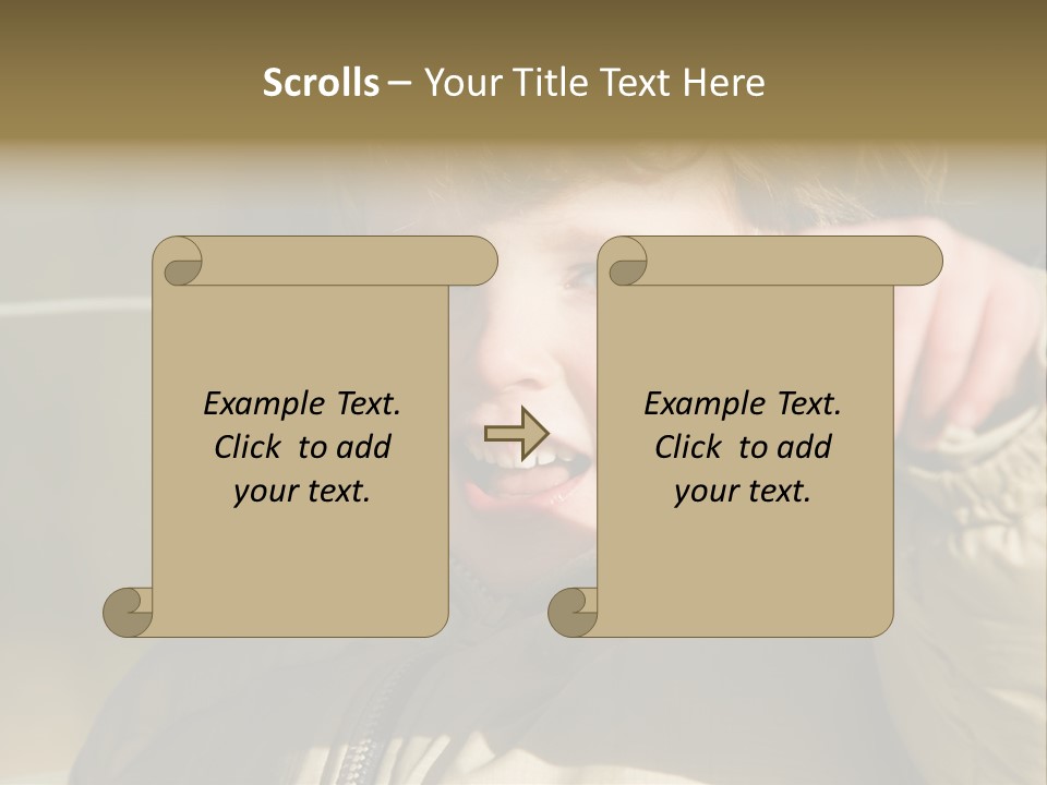 A Young Boy Is Smiling And Pointing At The Camera PowerPoint Template