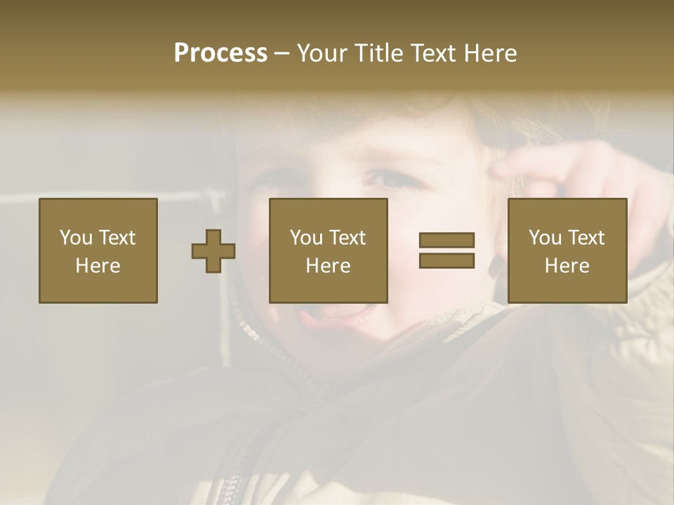 A Young Boy Is Smiling And Pointing At The Camera PowerPoint Template