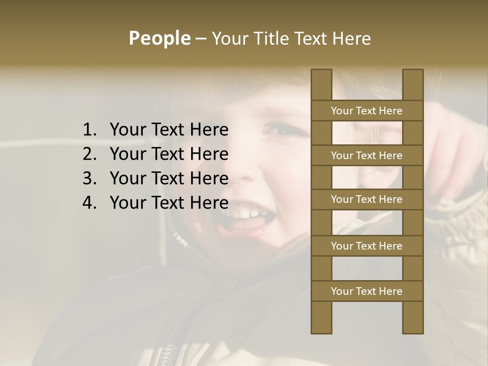 A Young Boy Is Smiling And Pointing At The Camera PowerPoint Template