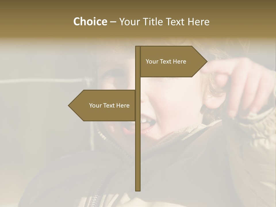 A Young Boy Is Smiling And Pointing At The Camera PowerPoint Template