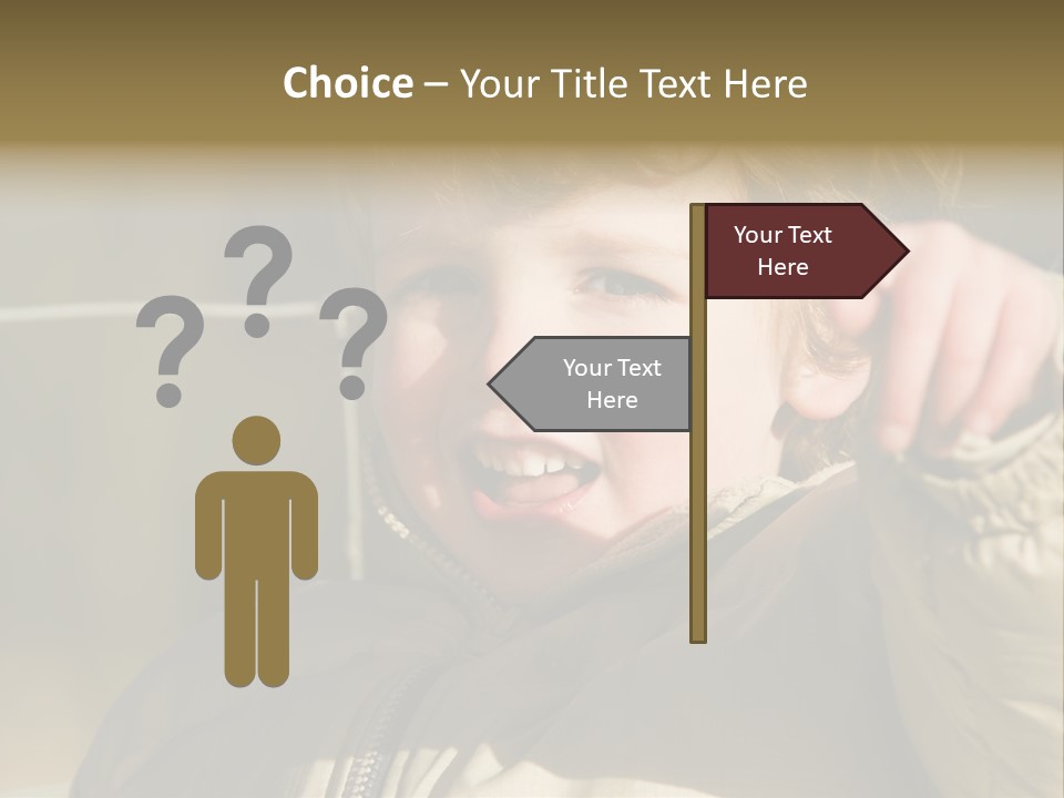 A Young Boy Is Smiling And Pointing At The Camera PowerPoint Template