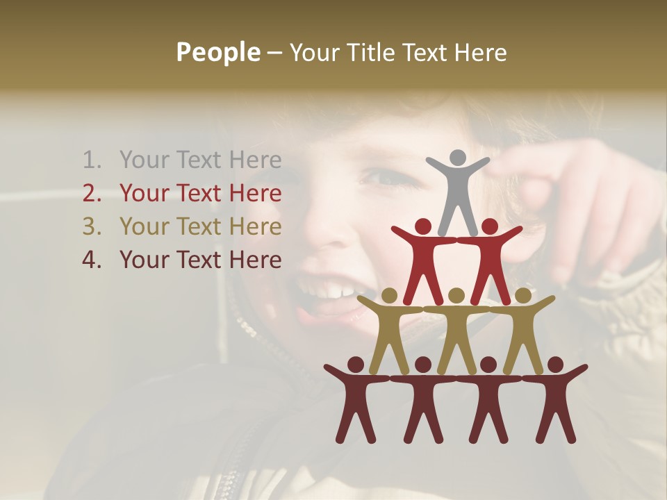 A Young Boy Is Smiling And Pointing At The Camera PowerPoint Template