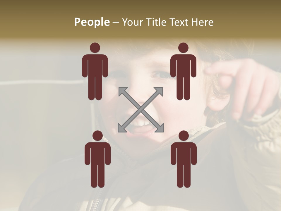 A Young Boy Is Smiling And Pointing At The Camera PowerPoint Template