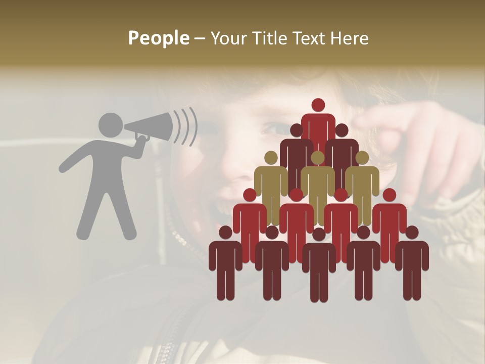 A Young Boy Is Smiling And Pointing At The Camera PowerPoint Template