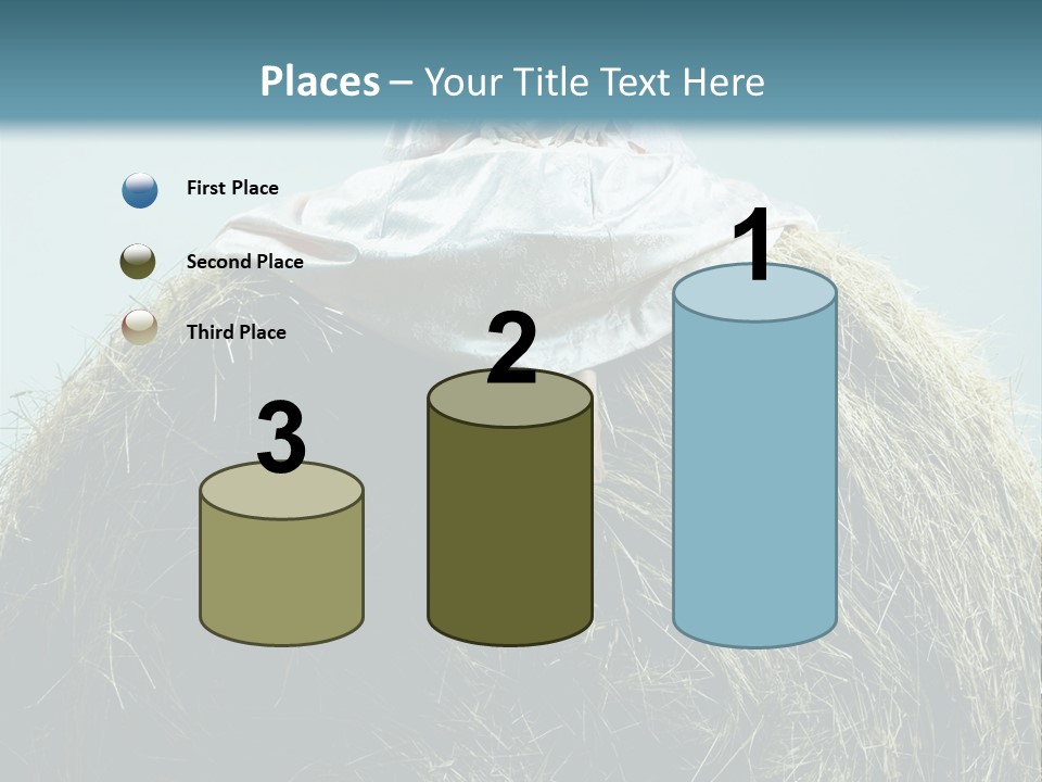 A Woman Sitting On Top Of A Pile Of Hay PowerPoint Template