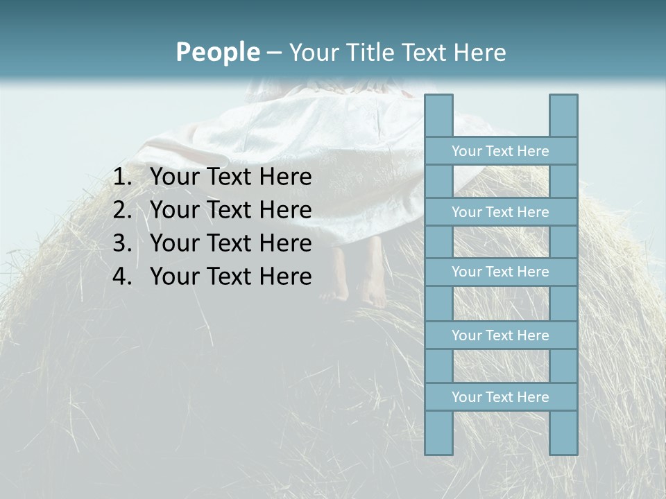 A Woman Sitting On Top Of A Pile Of Hay PowerPoint Template
