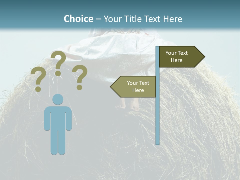 A Woman Sitting On Top Of A Pile Of Hay PowerPoint Template