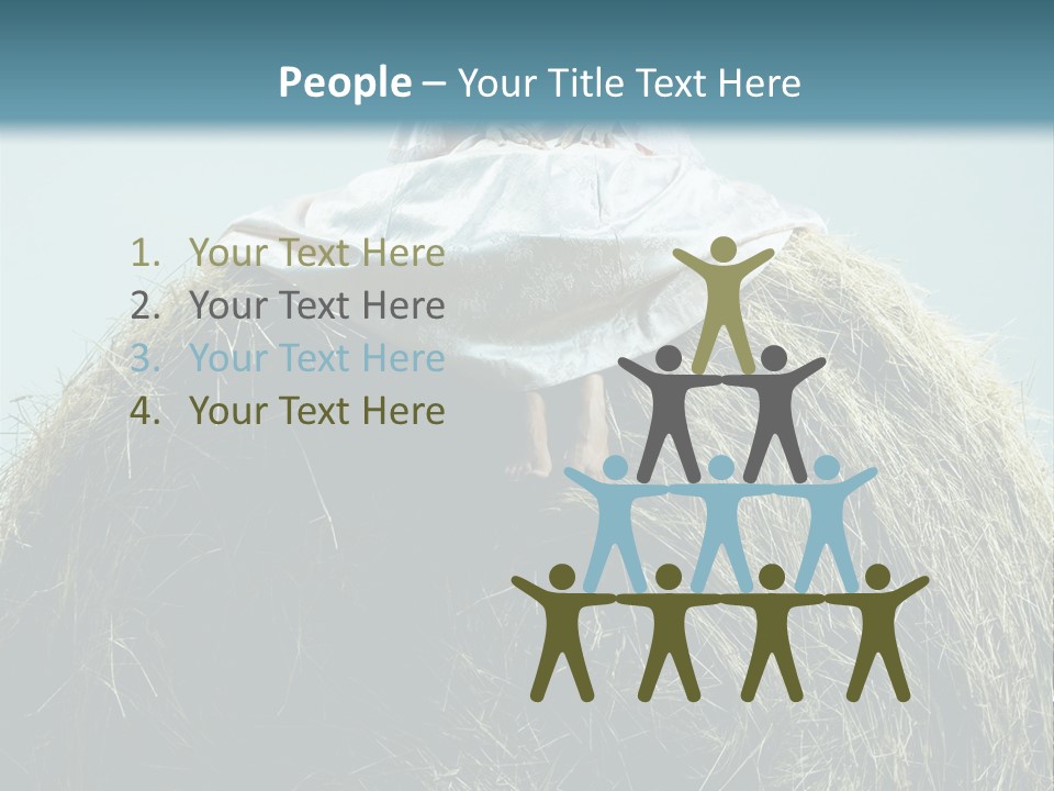 A Woman Sitting On Top Of A Pile Of Hay PowerPoint Template