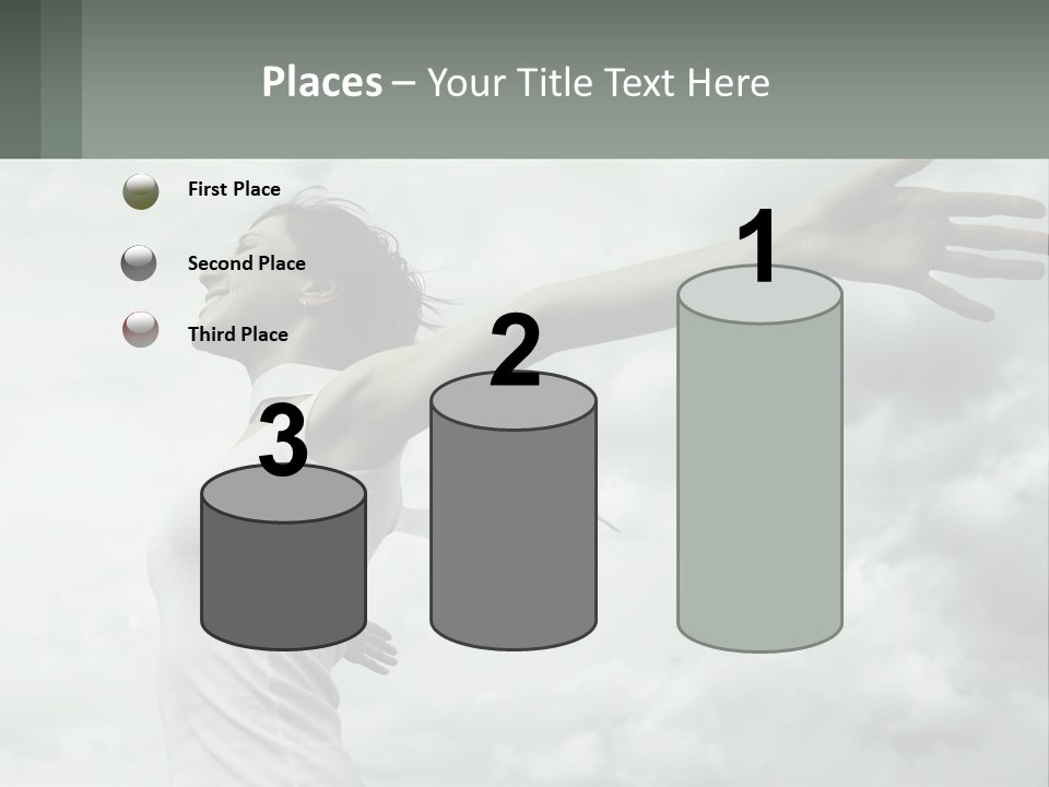 A Woman Reaching Up Into The Sky With Her Arms Outstretched PowerPoint Template