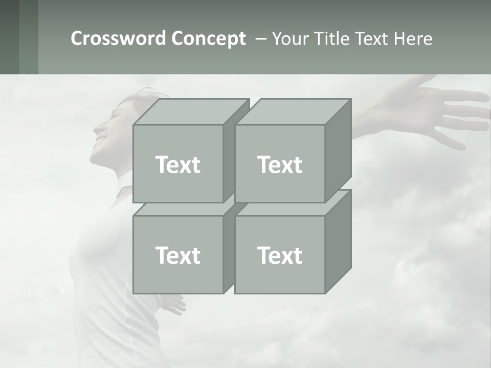 A Woman Reaching Up Into The Sky With Her Arms Outstretched PowerPoint Template