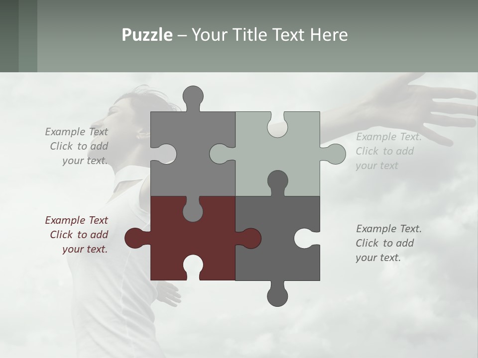 A Woman Reaching Up Into The Sky With Her Arms Outstretched PowerPoint Template