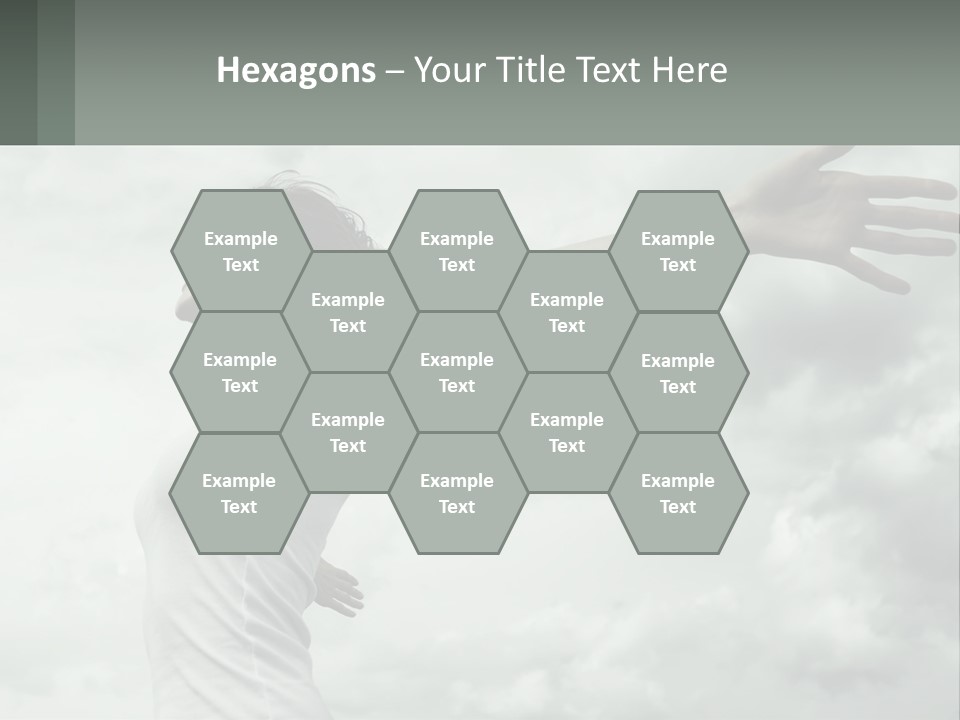 A Woman Reaching Up Into The Sky With Her Arms Outstretched PowerPoint Template