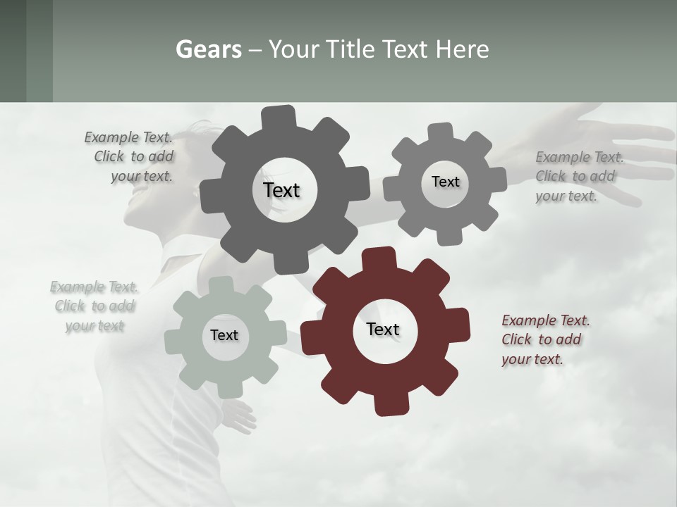 A Woman Reaching Up Into The Sky With Her Arms Outstretched PowerPoint Template