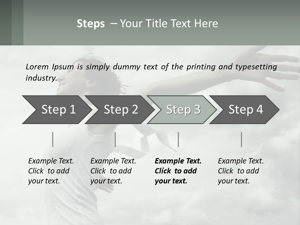 A Woman Reaching Up Into The Sky With Her Arms Outstretched PowerPoint Template