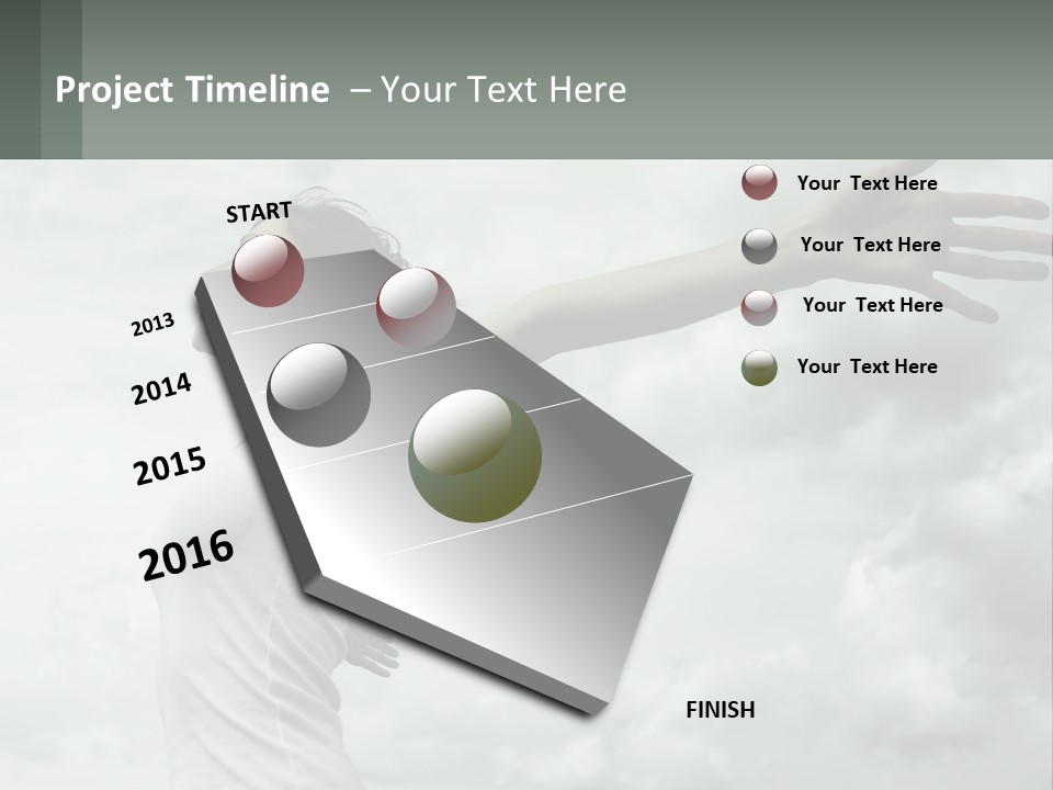 A Woman Reaching Up Into The Sky With Her Arms Outstretched PowerPoint Template