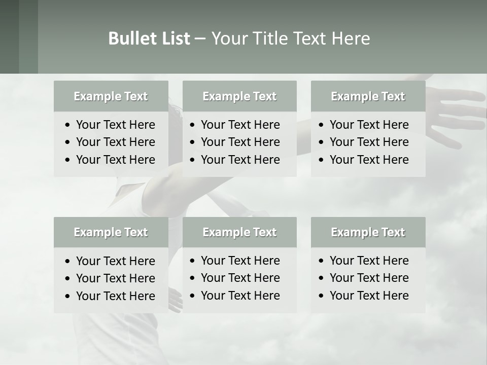 A Woman Reaching Up Into The Sky With Her Arms Outstretched PowerPoint Template