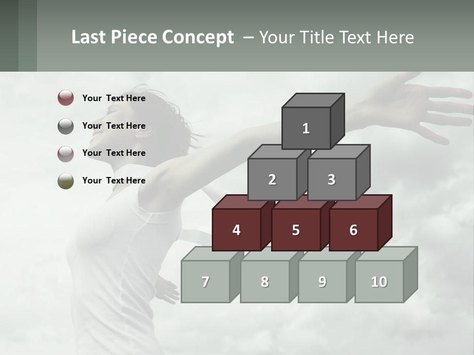 A Woman Reaching Up Into The Sky With Her Arms Outstretched PowerPoint Template
