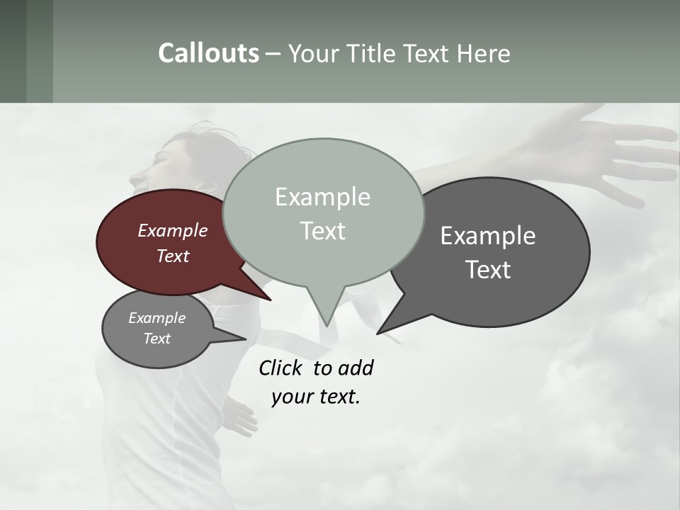 A Woman Reaching Up Into The Sky With Her Arms Outstretched PowerPoint Template
