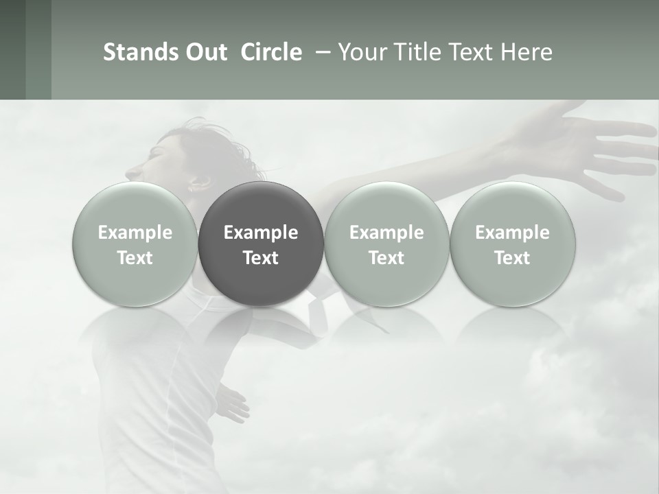 A Woman Reaching Up Into The Sky With Her Arms Outstretched PowerPoint Template