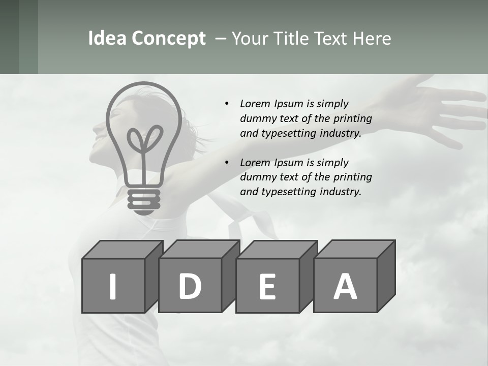 A Woman Reaching Up Into The Sky With Her Arms Outstretched PowerPoint Template