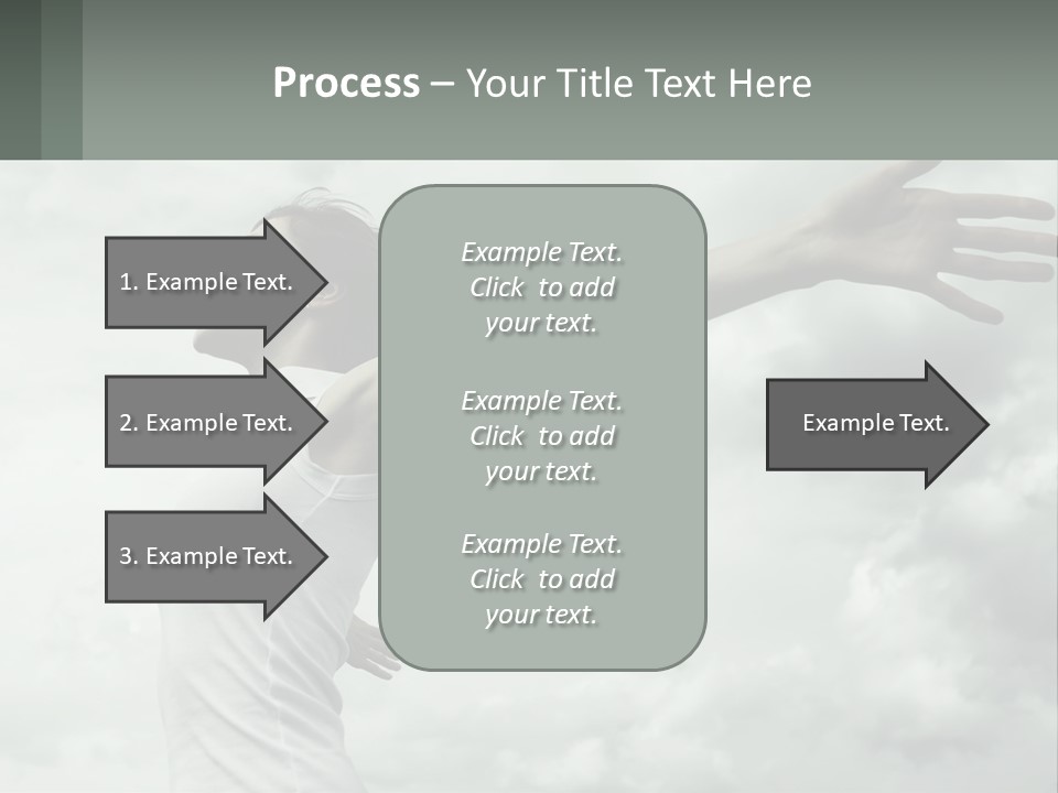 A Woman Reaching Up Into The Sky With Her Arms Outstretched PowerPoint Template