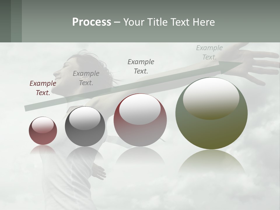 A Woman Reaching Up Into The Sky With Her Arms Outstretched PowerPoint Template