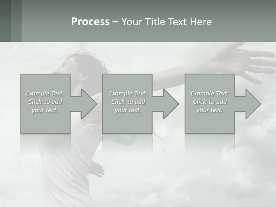 A Woman Reaching Up Into The Sky With Her Arms Outstretched PowerPoint Template