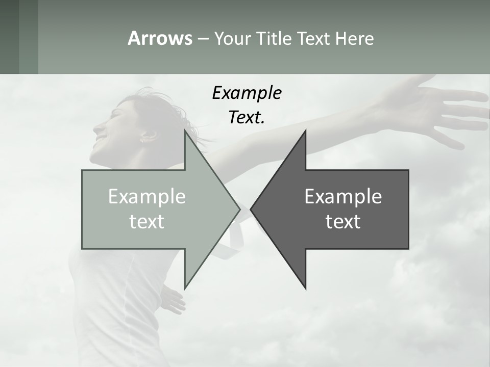A Woman Reaching Up Into The Sky With Her Arms Outstretched PowerPoint Template