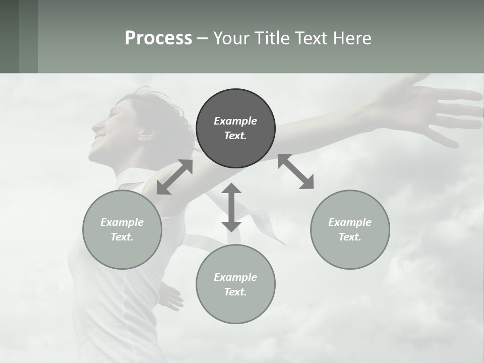 A Woman Reaching Up Into The Sky With Her Arms Outstretched PowerPoint Template