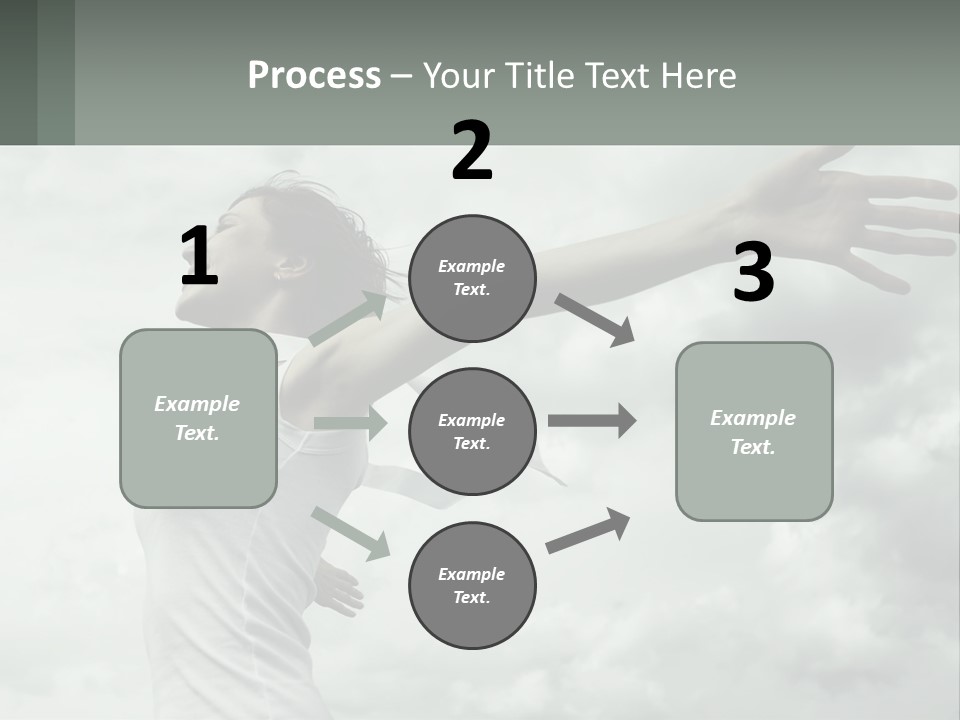 A Woman Reaching Up Into The Sky With Her Arms Outstretched PowerPoint Template