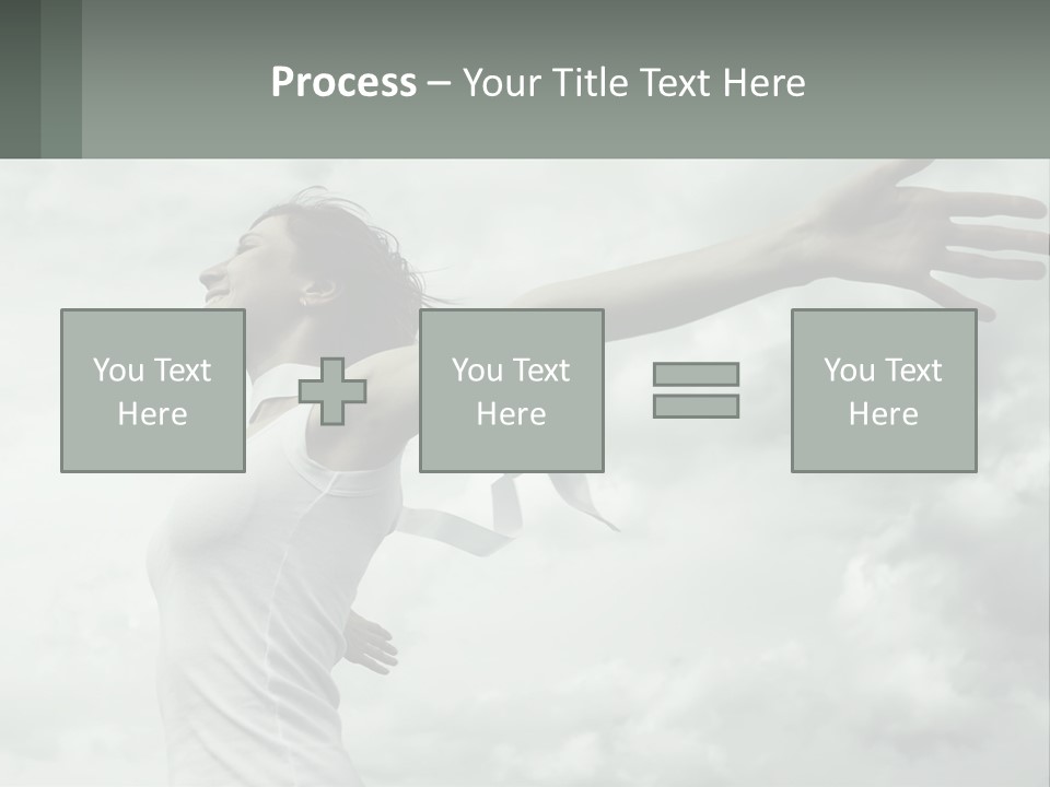 A Woman Reaching Up Into The Sky With Her Arms Outstretched PowerPoint Template