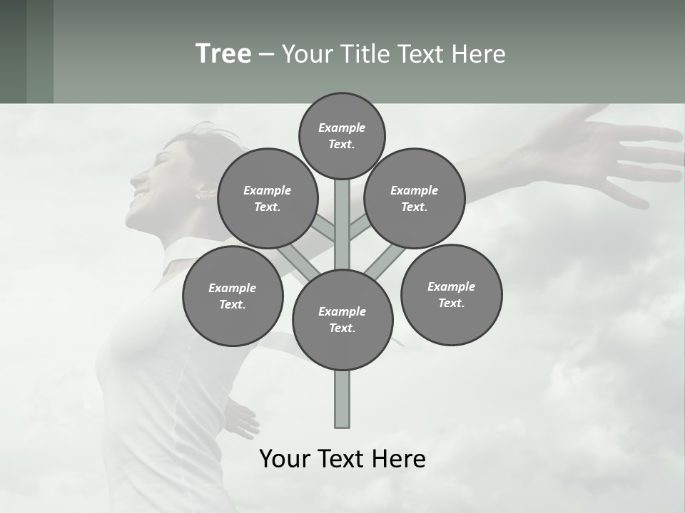 A Woman Reaching Up Into The Sky With Her Arms Outstretched PowerPoint Template